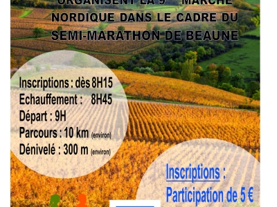 Beaune - Les Bâtons Bavards organisent demain leur 9e marche nordique au profit de la Ligue contre le cancer dans le cadre du Semi-Marathon