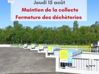 Communauté d'agglomération Beaune Côte & Sud - Collecte des déchets maintenue le 15 août mais déchèteries fermées