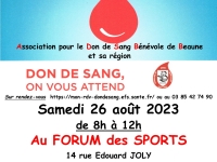 Association pour le Don de Sang Bénévole de Beaune et sa région - Prochaine collecte le samedi 26 août de 8 h à 12 h