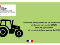 Ouverture de la plateforme de remboursement du Gazole non routier (GNR) pour les agriculteurs et versement d’une avance de 50 %