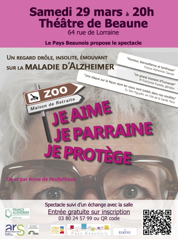 Beaune - Théâtre et réflexion sur Alzheimer avec le spectacle « Je aime, je parraine, je protège », le samedi 29 mars 