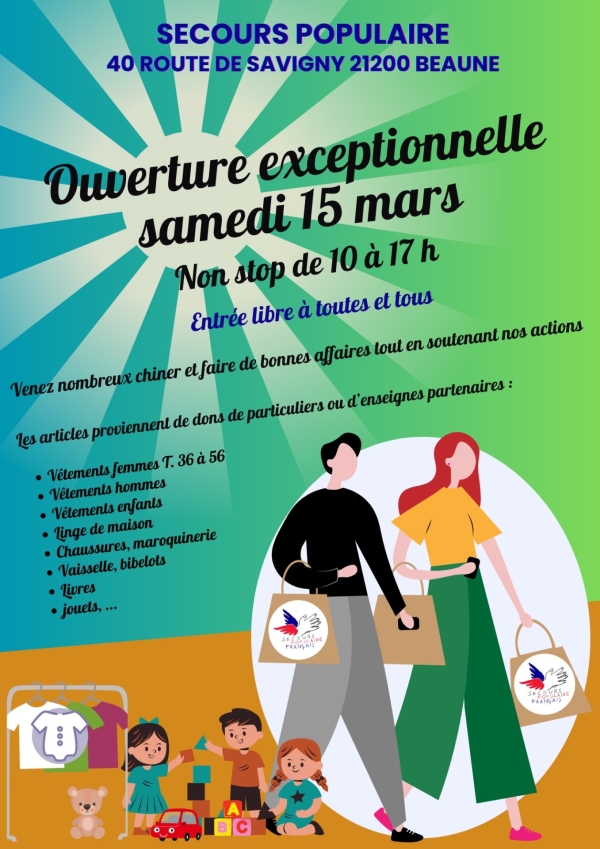 Beaune - Ouverture exceptionnelle du Secours Populaire le samedi 15 mars