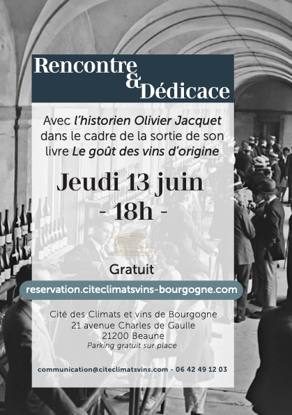 Beaune - Rencontre avec Olivier Jacquet à la Cité des Climats et Vins de Bourgogne ce jeudi