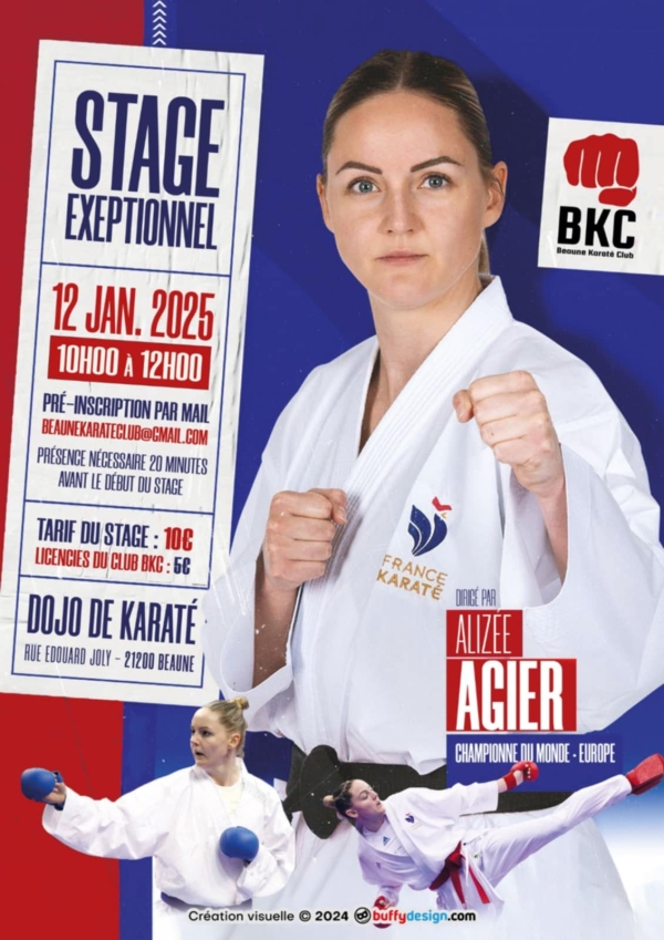 Beaune Karaté Club - Stage exceptionnel avec Alizée Agier, championne du monde, au dojo le 12 janvier 2025  