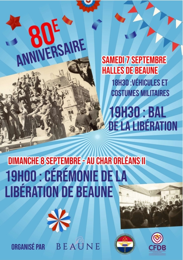 Beaune célèbre les 80 ans de sa Libération les 7 et 8 septembre, lors d’un week-end de mémoire et de fête