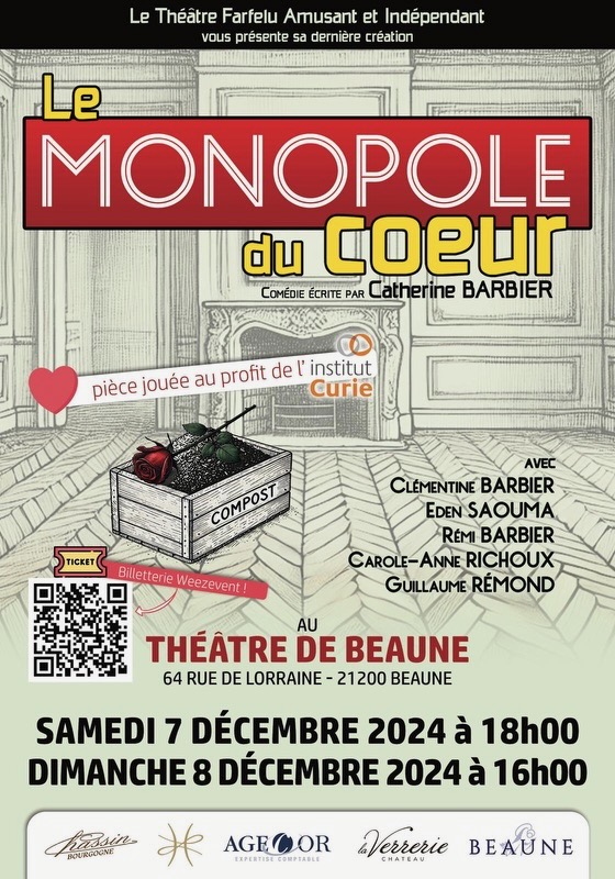 Théâtre de Beaune - « Le Monopole du Cœur » : une comédie hilarante et émouvante au profit de l’Institut Curie  