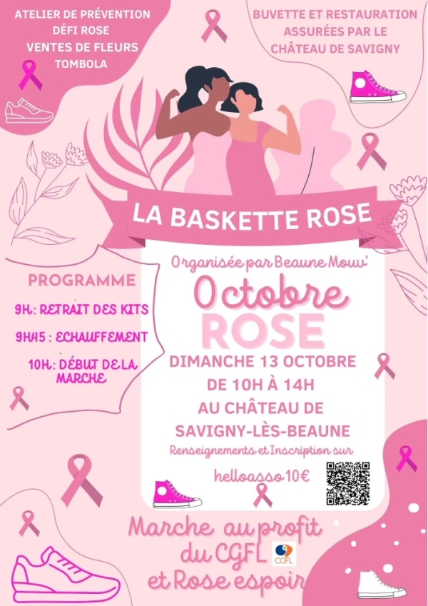 Octobre Rose à Beaune - La Baskette Rose avec Beaune Mouv’ pour soutenir la lutte contre le cancer