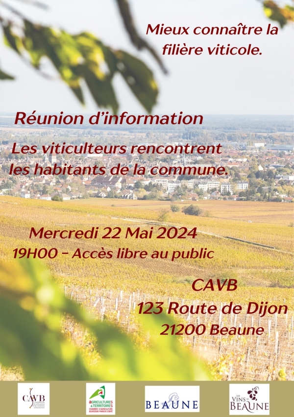 Beaune - Mieux connaître la filière viticole : une réunion d'information ouverte au public le mercredi 22 mai