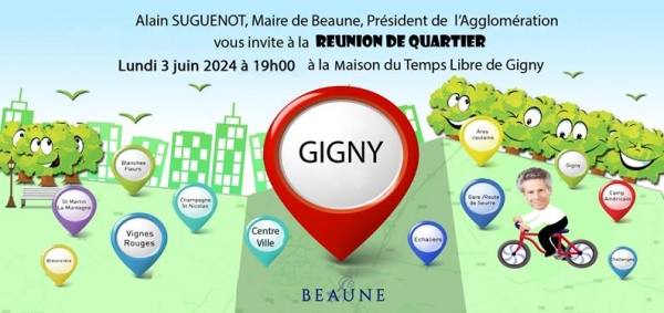 Beaune - Réunion de quartier à Gigny : venez rencontrer votre maire le lundi 3 juin