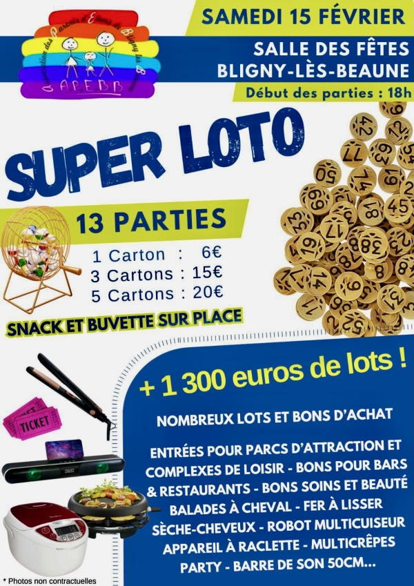 Bligny-lès-Beaune - Grand loto de l’APEBB : une soirée conviviale et de nombreux lots à gagner le samedi 15 février