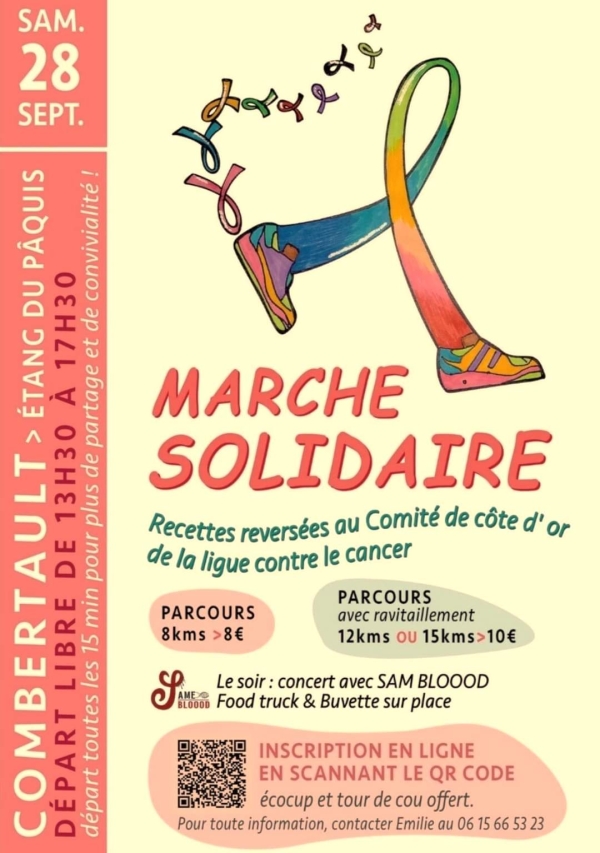 Marche Solidaire à Combertault - Soutenez la lutte contre le cancer le 28 septembre