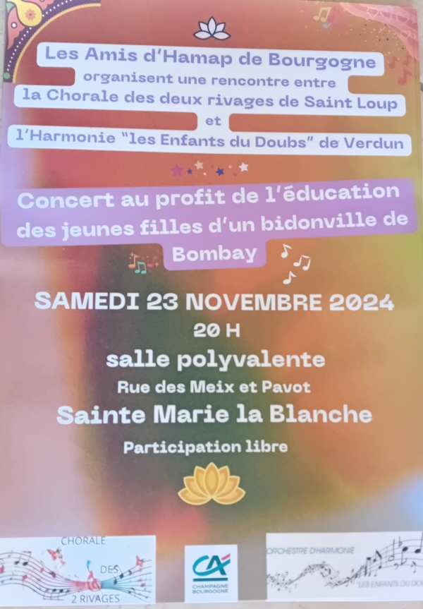 Sainte-Marie-la-Blanche - Concert solidaire ce soir pour l’éducation des jeunes filles à Bombay 