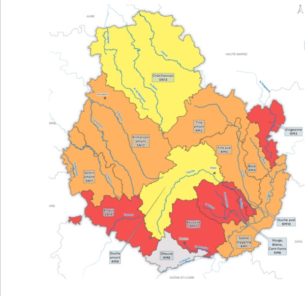 La sécheresse est encore bien marquée en Côte-d’Or : le préfet maintient les mesures de restriction des usages de l’eau en vigueur