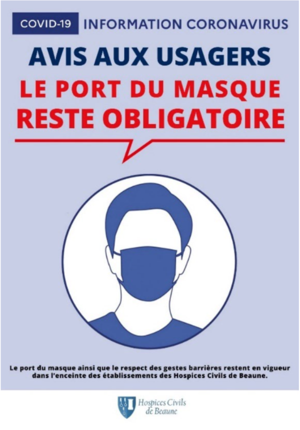 Hospices Civils de Beaune - COVID-19 : rétablissement du port du masque chirurgical à partir du lundi 4 décembre