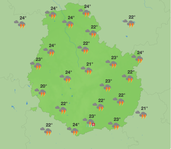 Météo en Côte-d'Or - Week-end pluvieux et orageux