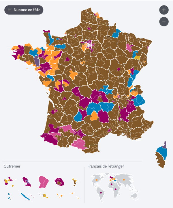 Elections législatives - La carte des résultats des législatives au premier tour 