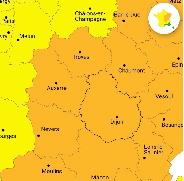 La Côte-d’Or en vigilance orange « Orages » à partir de 15 h ce lundi