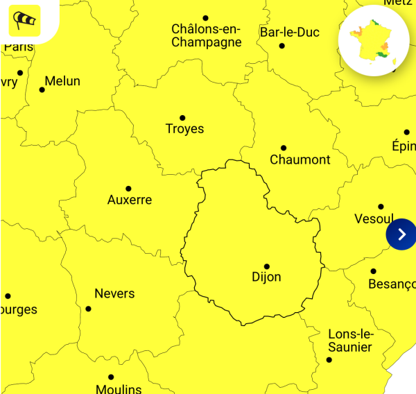 Vigilance jaune pour vents et pluie en Côte-d'Or ce dimanche 22 décembre  