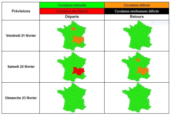 Info trafic - Du 21 au 23 février : un week-end de circulation intense sur les routes