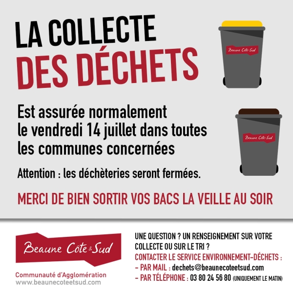 La collecte des déchets fonctionne normalement en ce jour férié