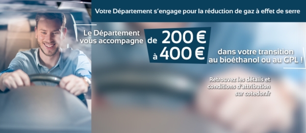 Département de Côte-d'Or - Aide à l’installation d’un kit Bioéthanol ou GPL sur un véhicule de particulier ou d'association