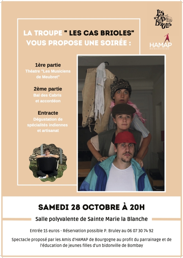 Sainte-Marie-la-Blanche - Soirée au profit du parrainage et de l'éducation de jeunes filles d'un bidonville de Bombay le samedi 28 octobre à 20 h 