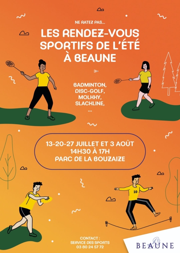 Les rendez-vous sportifs de la Ville de Beaune les jeudis 27 juillet et 3 août