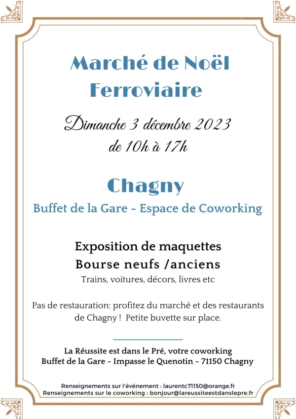 Chagny - Marché de Noël ferroviaire à l’ancien buffet de la gare le dimanche 3 décembre