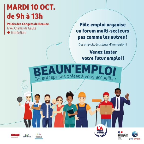 Beaune - Venez participer au premier forum Beaun'Emploi le mardi 10 octobre de 9 h à 13 h au Palais des Congrès 