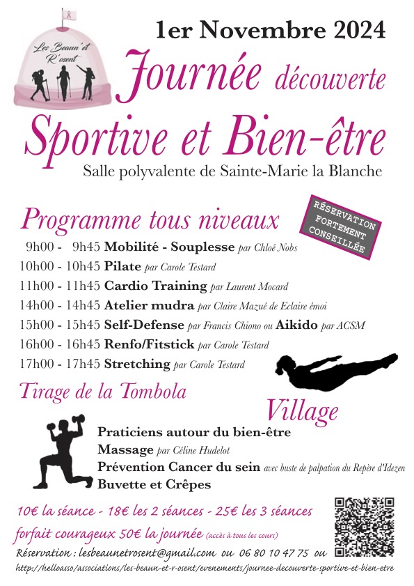 Beaun’et R’osent - Journée découverte sportive et bien-être le vendredi 1er novembre 