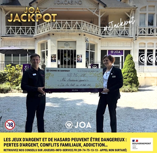 Plus de 400 000 € empochés en 13 jours au Casino JOA de Santenay !